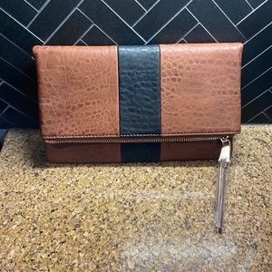 Brown w/Black Stripe Clutch/Crossbody